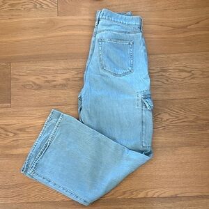 LOFT Light Blue Jeans Cargo Wide Leg